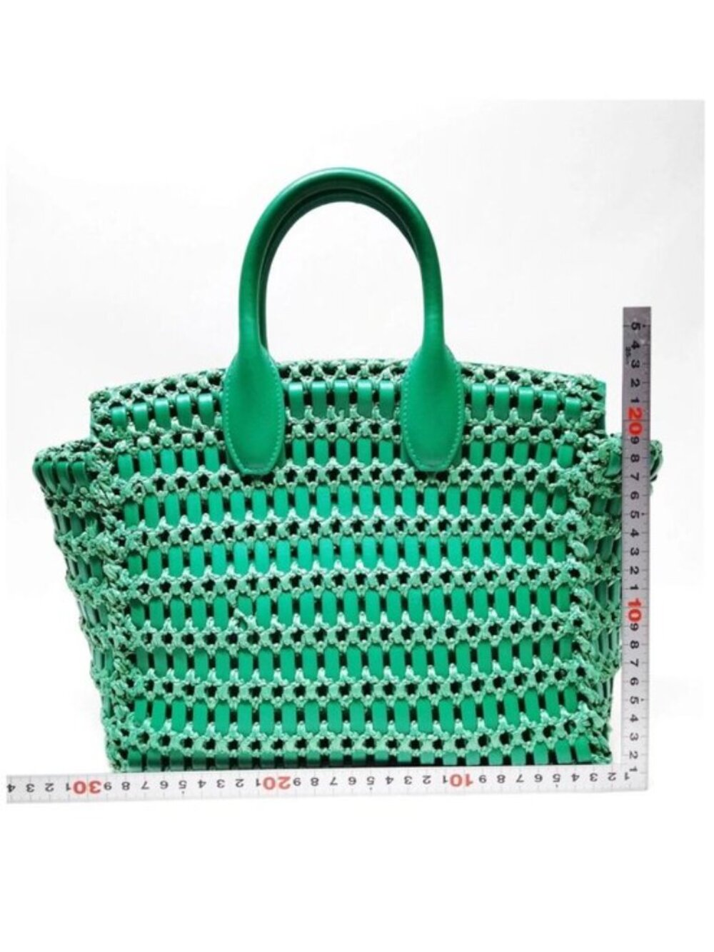 Authentic Salvatore Ferragamo Studio Woven Leather Tote Bag Green Gancini Luxury - Picture 3 of 16